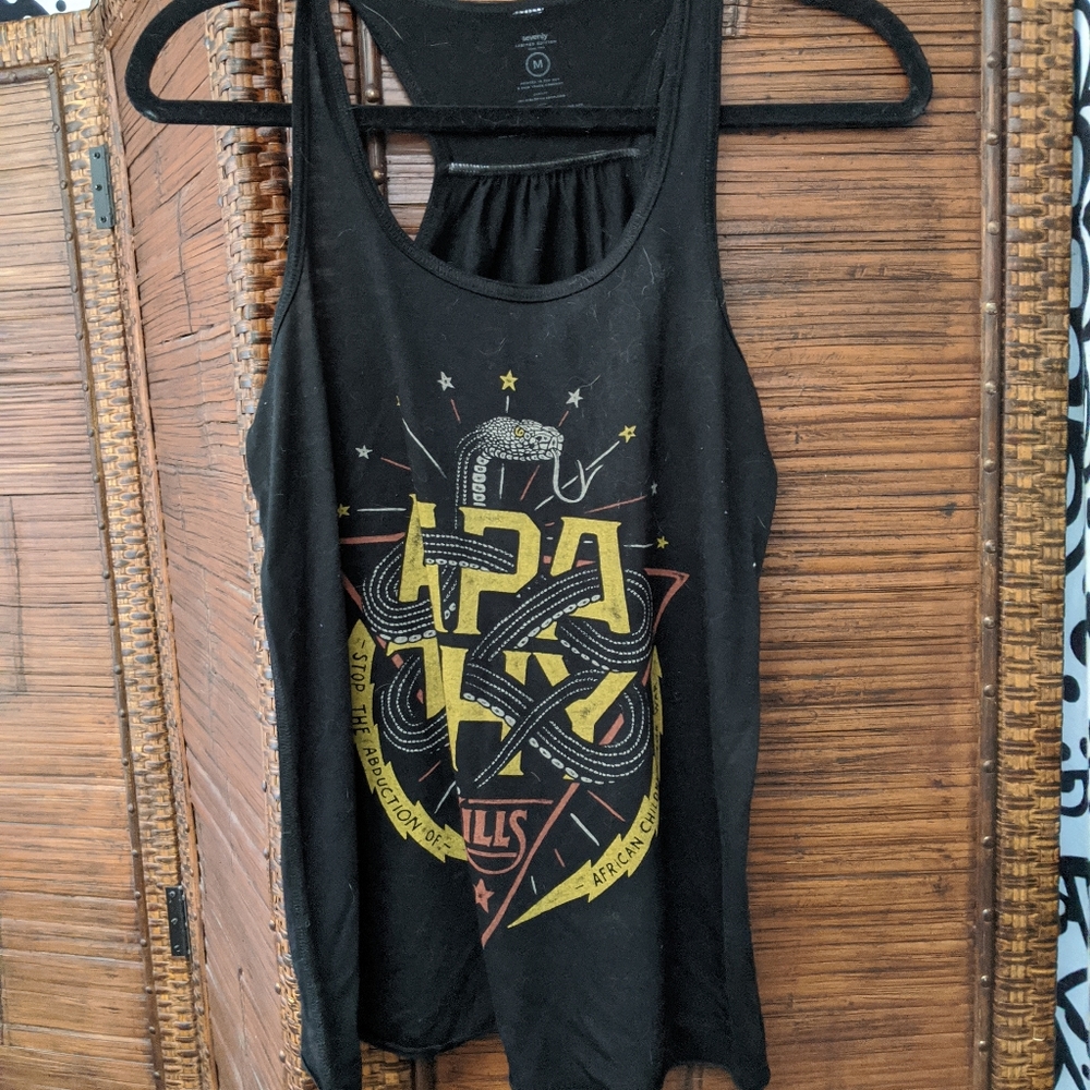 Black graphic tank top